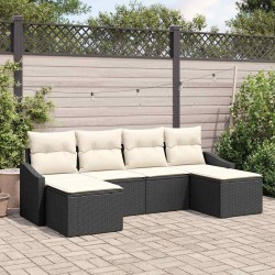 Ensemble de salle à manger pour jardin 6 pcs Noir et Crème 565806565806