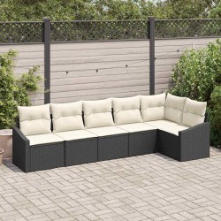 Ensemble de canapé de jardin 6 pcs Noir et Blanc polyrotin 565807565807