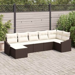 Ensemble de canapé de jardin 7 pcs Marron et Crème polyrotin 565810565810
