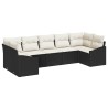 Ensemble de canapé de jardin 7 pcs Noir et Crème polyrotin 565811565811