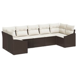 Ensemble de canapé de jardin 7 pcs Marron et Crème polyrotin 565813565813