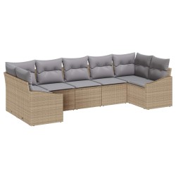Ensemble de canapé de jardin 7 pcs Beige et Gris clair 565814565814