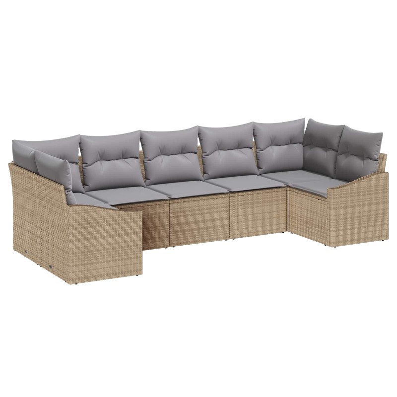 Ensemble de canapé de jardin 7 pcs Beige et Gris clair 565814565814