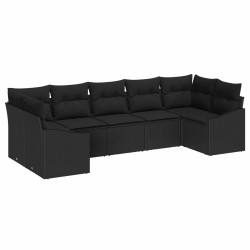 Ensemble de canapé de jardin avec stockage 7 pcs Noir polyrotin 565816565816