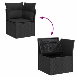 Ensemble de canapé de jardin avec stockage 7 pcs Noir polyrotin 565816565816