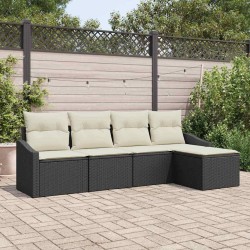 Ensemble de Canapés avec coussin 5 pcs Noir et Crème polyrotin 565821565821