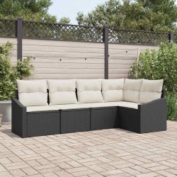 Ensemble de canapé de jardin 5 pcs Noir et Blanc polyrotin 565826565826