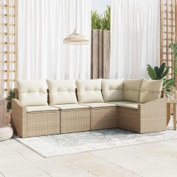 Ensemble de canapé de jardin 5 pcs Beige et blanc polyrotin 565830565830