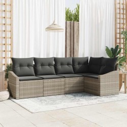 Ensemble de canapé de jardin 5 pcs Gris clair polyrotin 565831565831