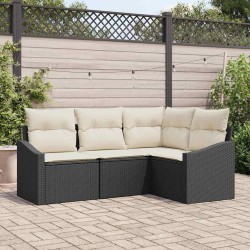 Ensemble de canapé de jardin 4 pcs Noir et Blanc polyrotin 565840565840