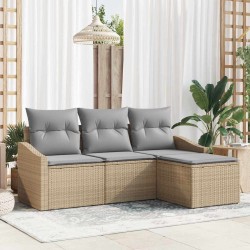Ensemble de Canapés 4 pcs Beige et Gris clair polyrotin 565845565845