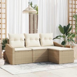 Ensemble de Canapés avec coussin 4 pcs Beige et crème polyrotin 565846565846