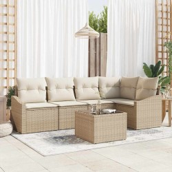 Ensemble de canapé de jardin 6 pcs Beige et crème polyrotin 565848565848