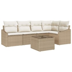 Ensemble de canapé de jardin 6 pcs Beige et crème polyrotin 565848565848