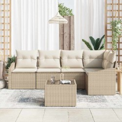 Ensemble de canapé de jardin 6 pcs Beige et crème polyrotin 565848565848