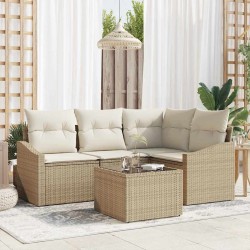 Ensemble de canapé de jardin 5 pcs Beige et crème polyrotin 565849565849