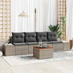 Ensemble de canapé de jardin avec stockage 5 pcs Gris polyrotin 565851565851
