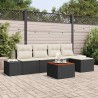 Ensemble de canapé de jardin 6 pcs Noir et Crème polyrotin 565854565854