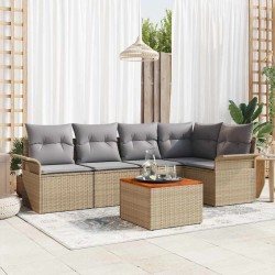 Ensemble de canapé de jardin 6 pcs Beige et Gris clair 565855565855