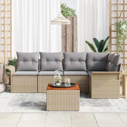 Ensemble de canapé de jardin 6 pcs Beige et Gris clair 565855565855