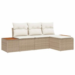 Ensemble de canapé de jardin 4 pcs Beige et crème Poly Rattan 565858565858