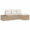 Ensemble de canapé de jardin 4 pcs Beige et crème Poly Rattan 565858565858