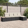 Ensemble de canapé de jardin 6 pcs Noir et Crème Polyrotin 565859565859