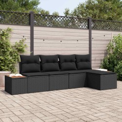 Ensemble de canapé de jardin avec coussin 6 pcs Noir Polyrotin 565860565860