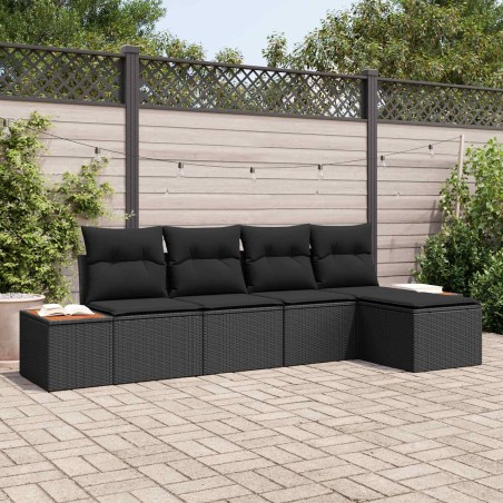 Ensemble de canapé de jardin avec coussin 6 pcs Noir Polyrotin 565860565860