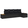 Ensemble de canapé de jardin avec coussin 6 pcs Noir Polyrotin 565860565860