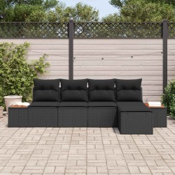 Ensemble de canapé de jardin avec coussin 6 pcs Noir Polyrotin 565860565860