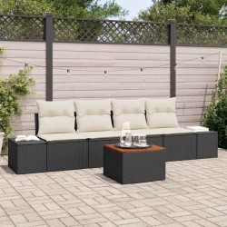 Ensemble de canapé de jardin 5 pcs Noir et Crème polyrotin 565861565861