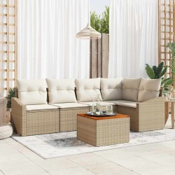 Ensemble de canapé de jardin 6 pcs Beige et crème polyrotin 565862565862