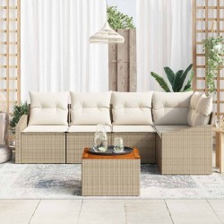 Ensemble de canapé de jardin 6 pcs Beige et crème polyrotin 565862565862