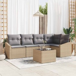 Ensemble de canapé de jardin 6 pcs Beige et Gris clair 565863565863