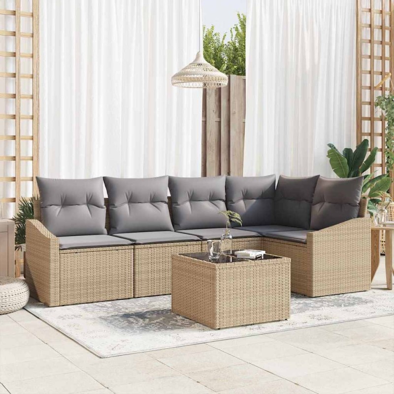 Ensemble de canapé de jardin 6 pcs Beige et Gris clair 565863565863