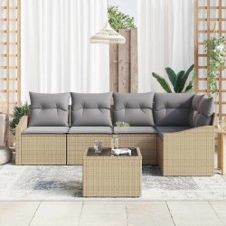 Ensemble de canapé de jardin 6 pcs Beige et Gris clair 565863565863