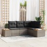 Ensemble de canapé de jardin avec coussin 4 pcs Gris Polyrotin 565865565865