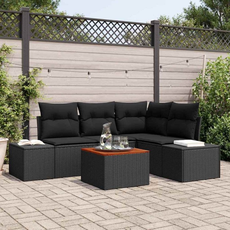 Ensemble de canapé de jardin avec stockage 5 pcs Noir polyrotin 565868565868