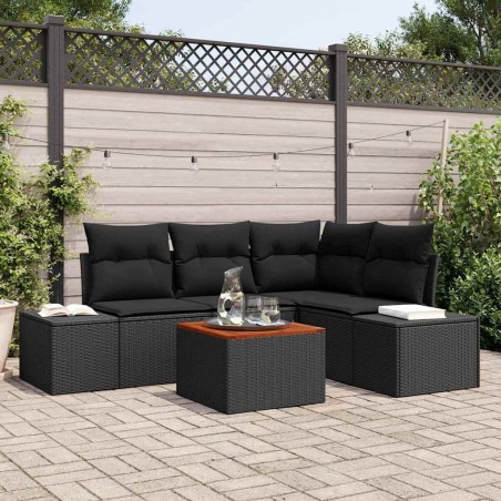 Ensemble de canapé de jardin avec stockage 5 pcs Noir polyrotin 565868565868