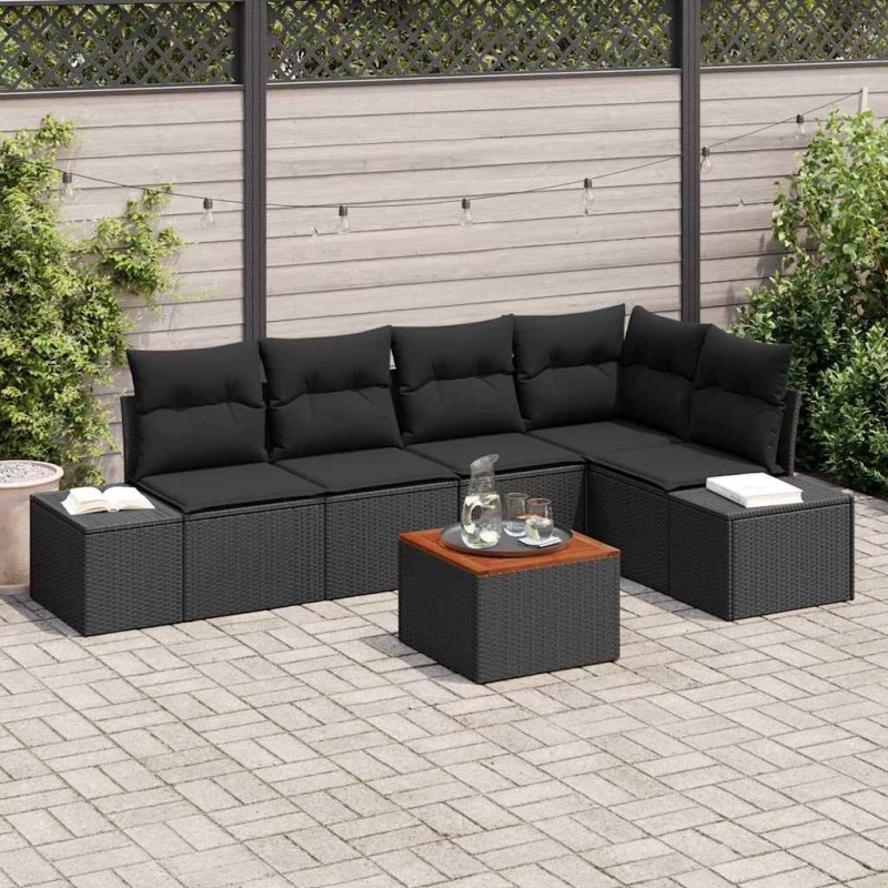 Ensemble de canapé de jardin avec stockage 6 pcs Noir polyrotin 565871565871