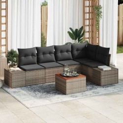 Ensemble de canapé de jardin avec stockage 6 pcs Gris polyrotin 565873565873