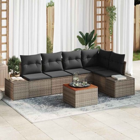 Ensemble de canapé de jardin avec stockage 6 pcs Gris polyrotin 565873565873
