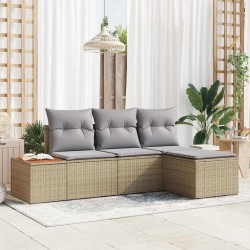 Ensemble de canapé de jardin 4 pcs Beige et Gris clair 565876565876