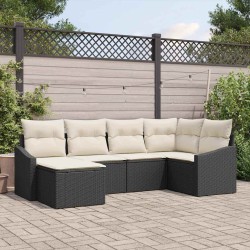 Ensemble de salle à manger pour jardin 6 pcs Noir et Crème 565879565879
