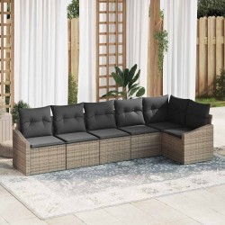 Ensemble de canapé de jardin avec coussin 6 pcs Gris polyrotin 565888565888