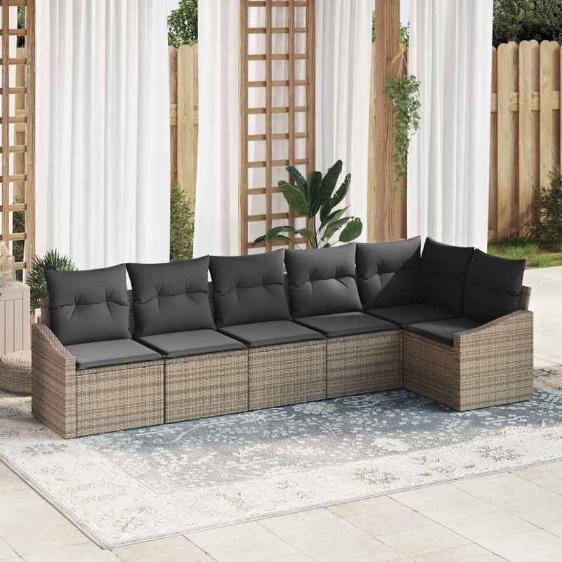 Ensemble de canapé de jardin avec coussin 6 pcs Gris polyrotin 565888565888