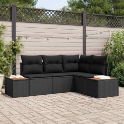 Ensemble de canapé de jardin avec coussin 4 pcs Noir Polyrotin 565893565893