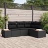 Ensemble de canapé de jardin avec coussin 4 pcs Noir Polyrotin 565893565893