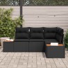 Ensemble de canapé de jardin avec coussin 4 pcs Noir Polyrotin 565893565893